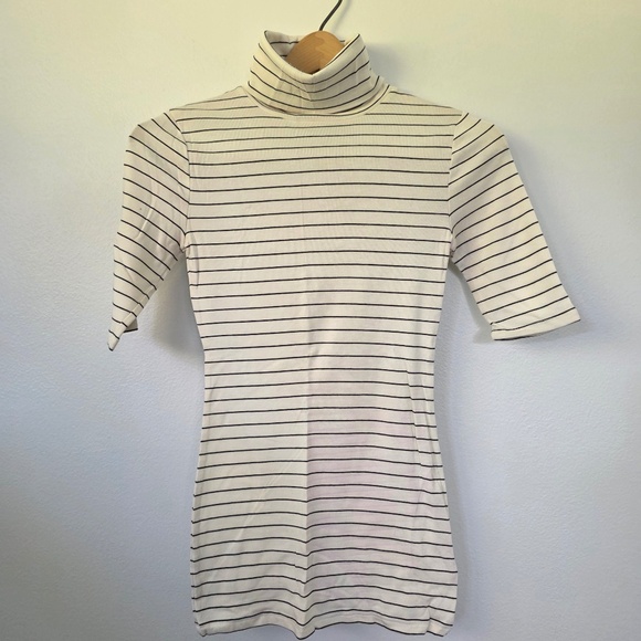 A New Day Women's Short Sleeve Striped Turtleneck - Picture 1 of 4
